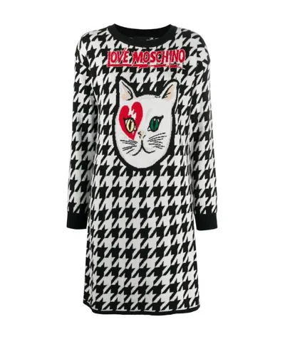 Moschino Kitten Jacquard Straight Dress In Black