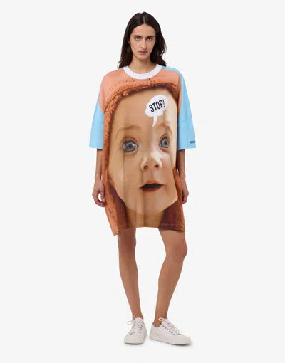 Moschino Kleid Aus Schwerer Bedruckter Baumwolle In Multi