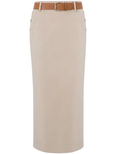MOSCHINO MOSCHINO KNEE-LENGTH BEIGE SKIRT WITH BELT