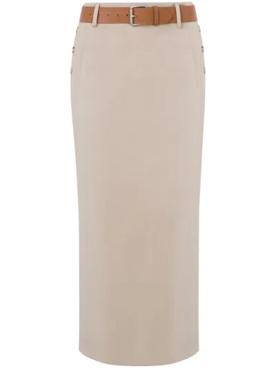 Moschino Jupe With Beige Wool Skirt In Neutral