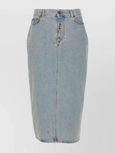 MOSCHINO KNEE-LENGTH DENIM SKIRT BACK POCKETS