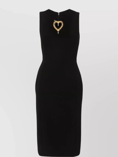 Moschino Heart-detail Midi Dress In Black