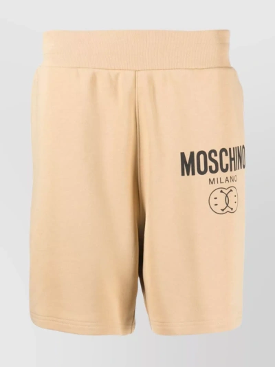 Moschino Knee-length Elastic Waistband Shorts In Cream