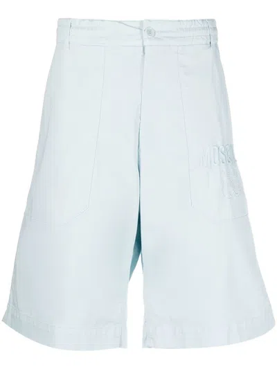 Moschino Knee-length Stretch Cotton Shorts In White