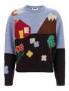 Moschino Shetland Wool Sweater With Landscape Intarsia In Multi