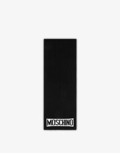 Moschino Knit Scarf With Logo In Black
