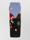 Moschino Multicolor Shetland Knit Skirt In Blue