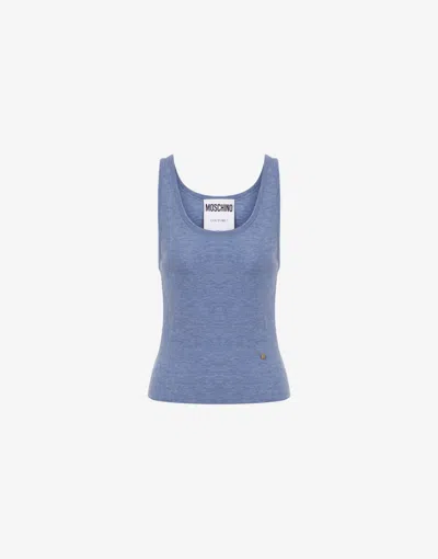 Moschino Knit Tank Top Golden M In Blue