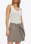 Moschino Knit Tank Top With Golden M In Cream