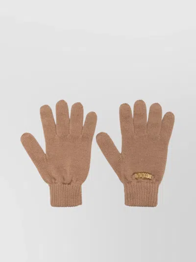 Moschino Knit Texture Brim Hat In Brown