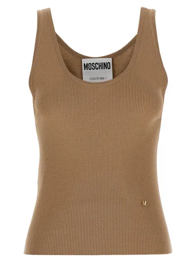 Moschino Knit Top Tops In Beige