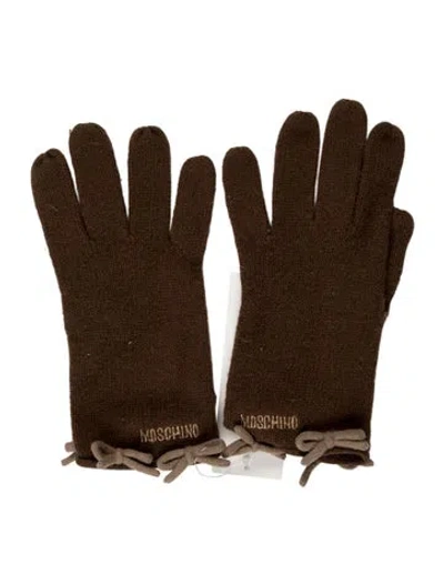 Pre-owned Moschino Knit Winter Gloves In Brown
