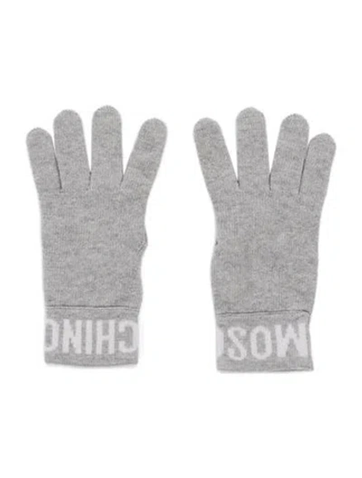 Pre-owned Moschino Knit Wool Gloves In Grey/white
