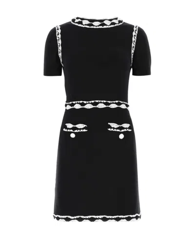 Moschino Knitted Dripping Heart Dress In Black