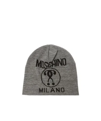 Moschino Knitted Hat In Gray