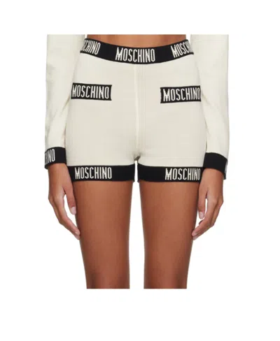 Moschino Knitted Jacquard Shorts In White