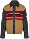 Moschino Knitted-panel Leather Jacket In Black
