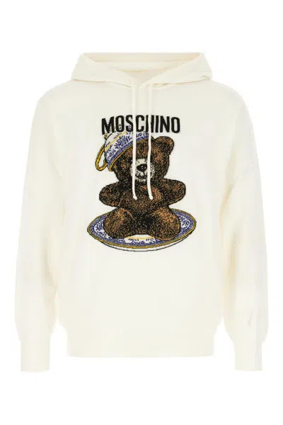 Moschino Teddy-print Hooded Sweater In Neutral