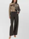 Moschino Knitwear Block Cropped Sleeves Ribbed Texture In Brown