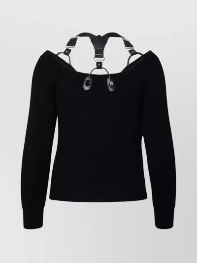 Moschino Knitwear Cardigan With Cut-out Shoulder Detail In Black