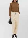 Moschino Ribbed Cropped Sweater With Fitted Silhouette In Brown
