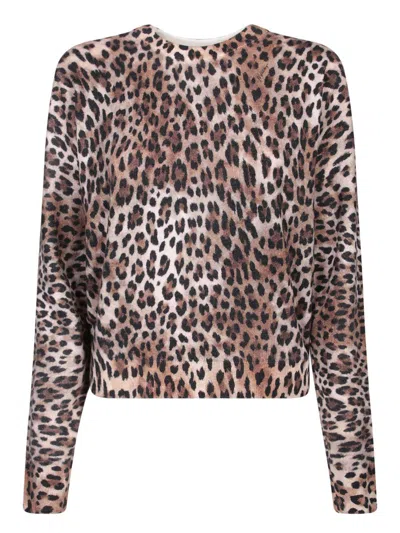 Moschino Leopard Pattern Crewneck Jumper In Multi