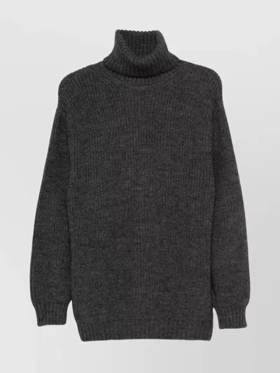 Moschino Knitwear Turtleneck Embroidered Detail In Gray