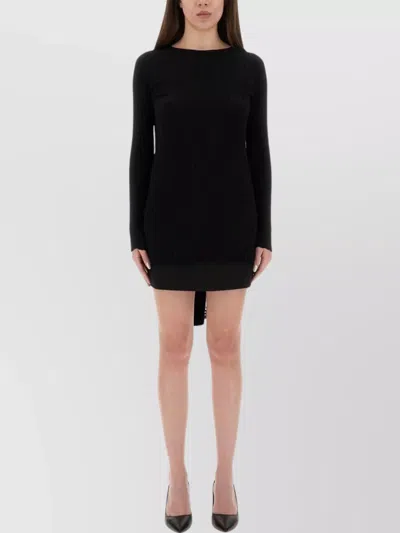 Moschino Knitwear With Bow Detail And Ribbed Texture In Black