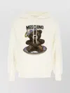 Moschino Knitwear With Graphic Print And Hood In Neutral