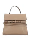 Moschino Tie Me Small Leather Handbag In Neutral
