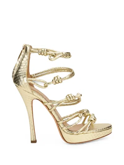 Moschino Knot-detail Sandals In Gold