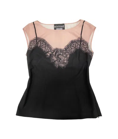 Moschino Lace Detail T-shirt In Black