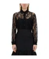 Moschino Black Lace Shirt With Intricate Floral Patterns In Black