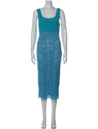 Pre-owned Moschino Lace Long Dress In Blue