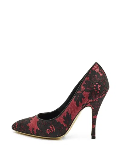 Pre-owned Moschino Lace Mesh Pumps In Red