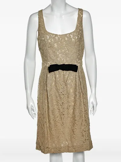 Pre-owned Moschino Lace Mini Dress In Neutral