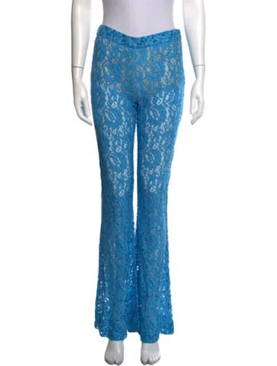 Pre-owned Moschino Lace Pattern Flared Pants In Blue