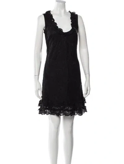 Pre-owned Moschino Lace Pattern Mini Dress In Black