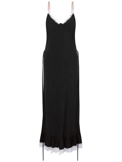 Moschino Lace-trim Maxi Dress In Black