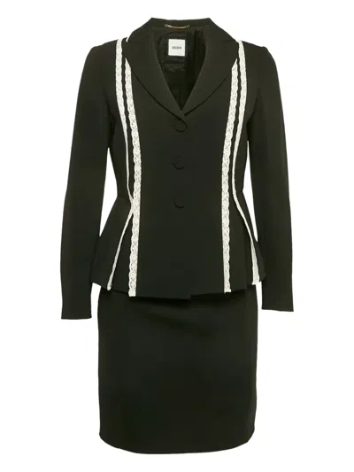 Pre-owned Moschino Lace Trim Skirt Suit In Black