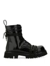 Moschino Glossy Leather Lace-up Boot With Sole