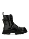 Moschino Glossy Leather Lace-up Boot With Sole