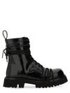 Moschino Glossy Leather Lace-up Boot With Sole In Black