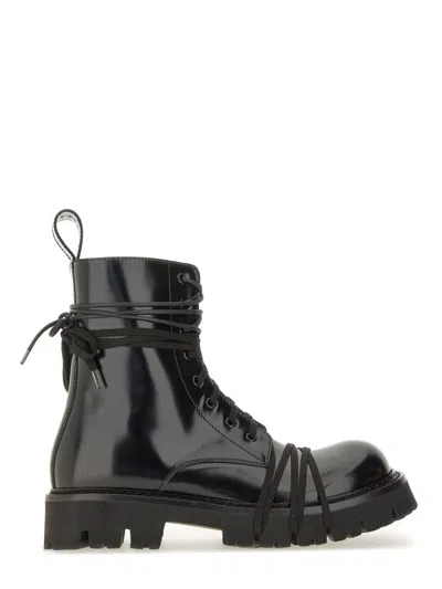 Moschino Lace-up Boot In Black