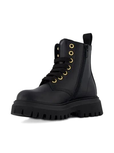 Moschino Kids' Lace-up Heart-detail Boots In Black