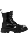 Moschino Lace-up Metal-toe Combat Boots In Black