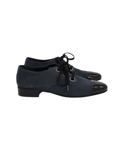 Moschino Lace-up Oxfords In Navy Blue Suede