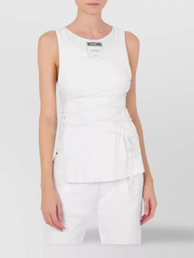 MOSCHINO LACE-UP RIBBED SCOOP SLEEVELESS STRAIGHT