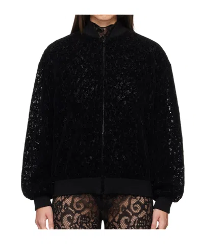 Moschino Lace Zipper Casual Jacket In Black