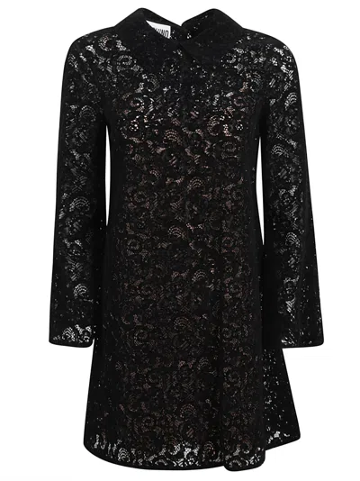 Moschino Laced Applique Dress In Black